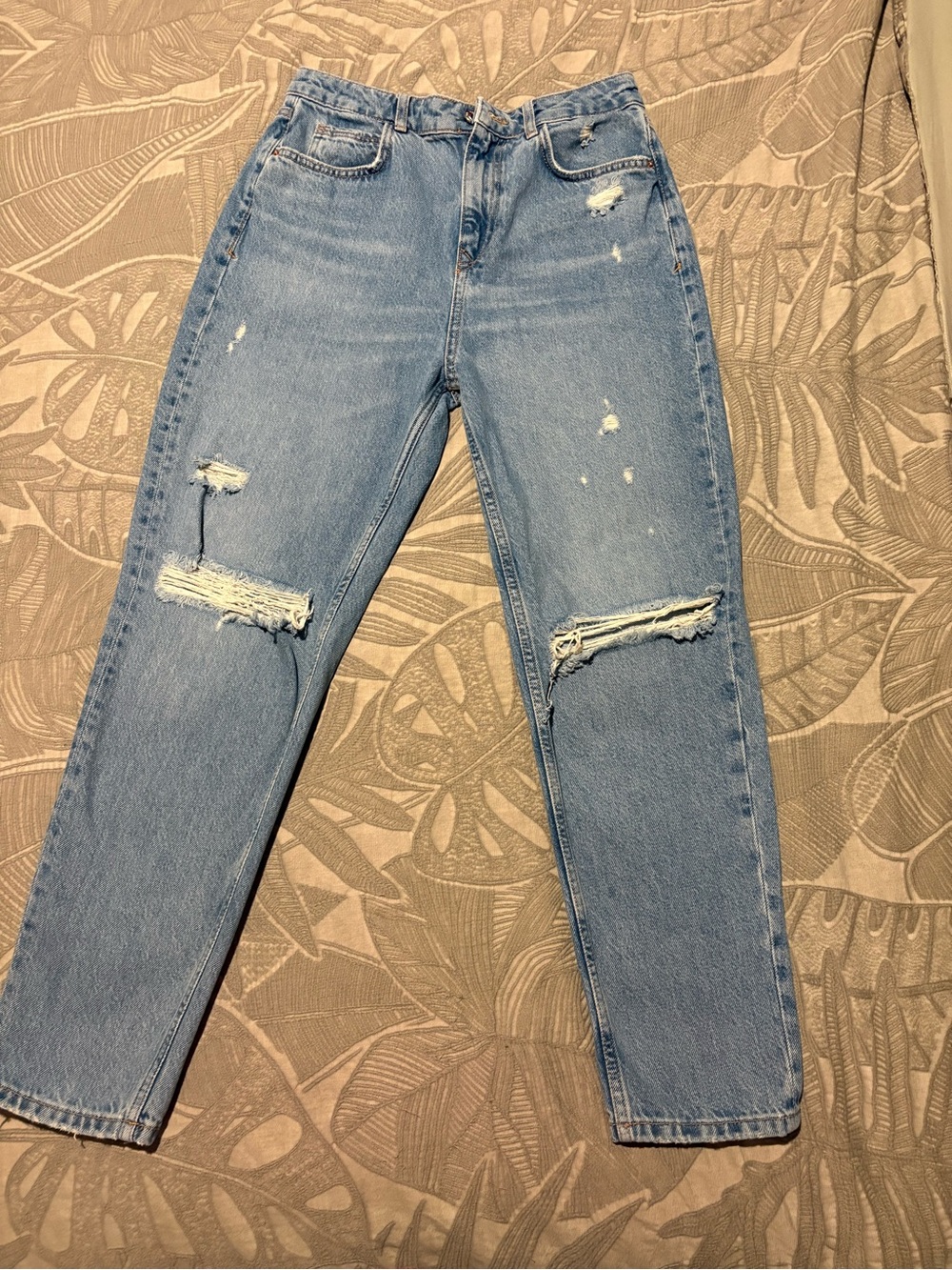 Zara Light Blue Distressed Boyfriend Jeans